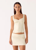 Posy Satin Mini Skirt Ivory