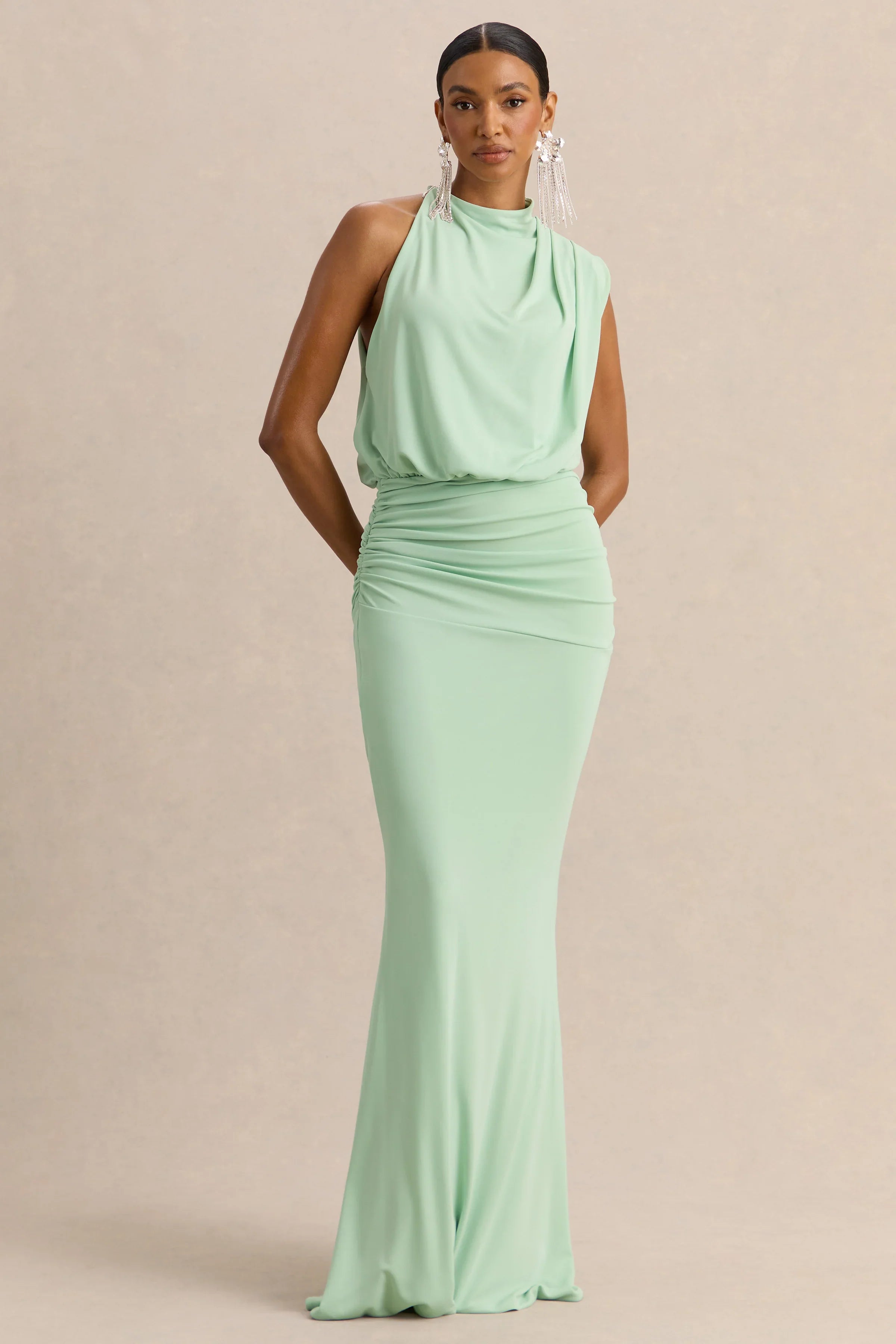 Umaira Mint High Neck Maxi Dress