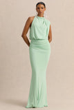 Umaira Mint High Neck Maxi Dress