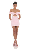 Off Shoulder Cutout Bodycon Dress in Pink