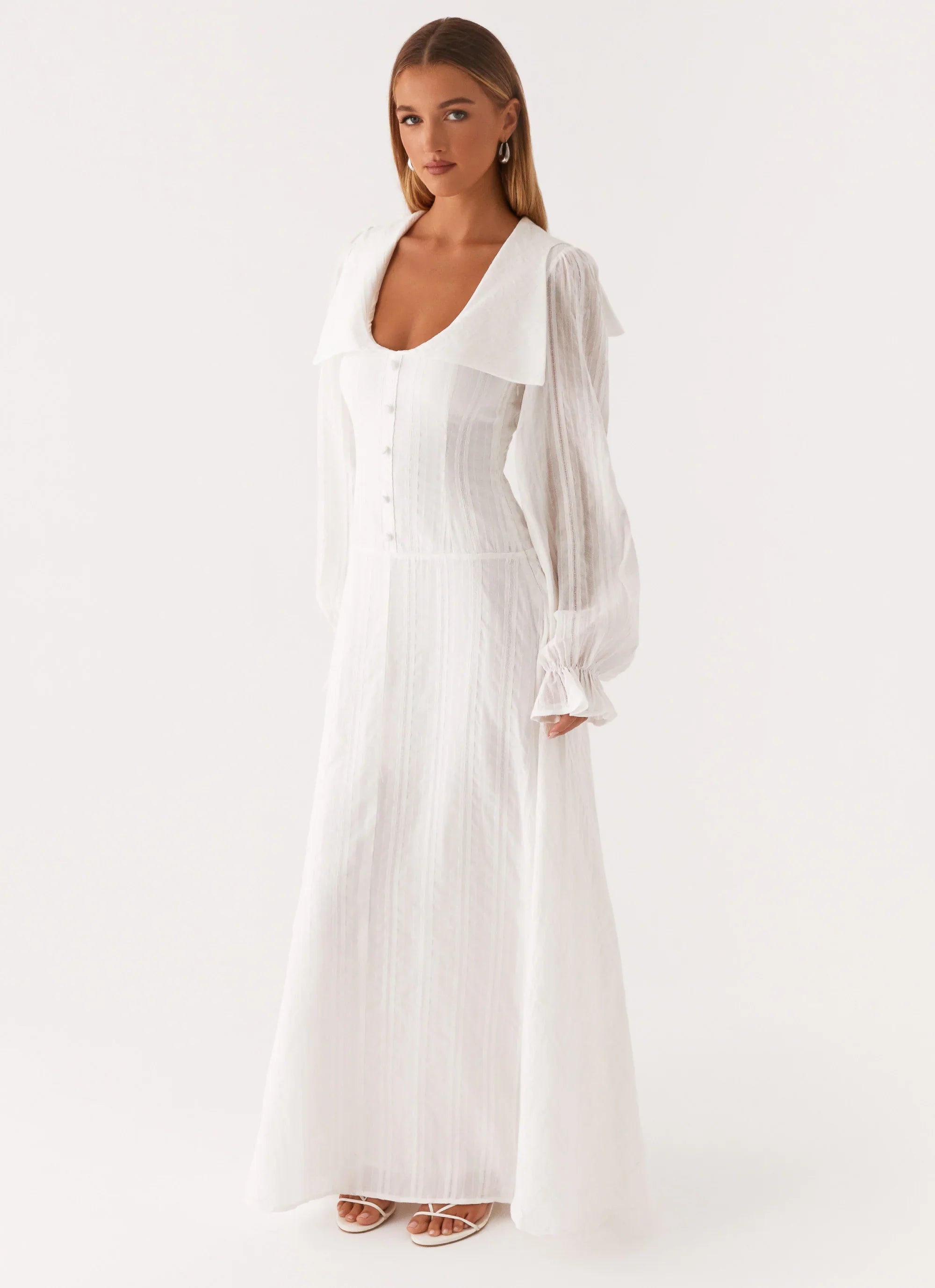 Alima Long Sleeve Maxi Dress White