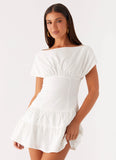 Ember Haze Boat Neck Mini Dress Off White