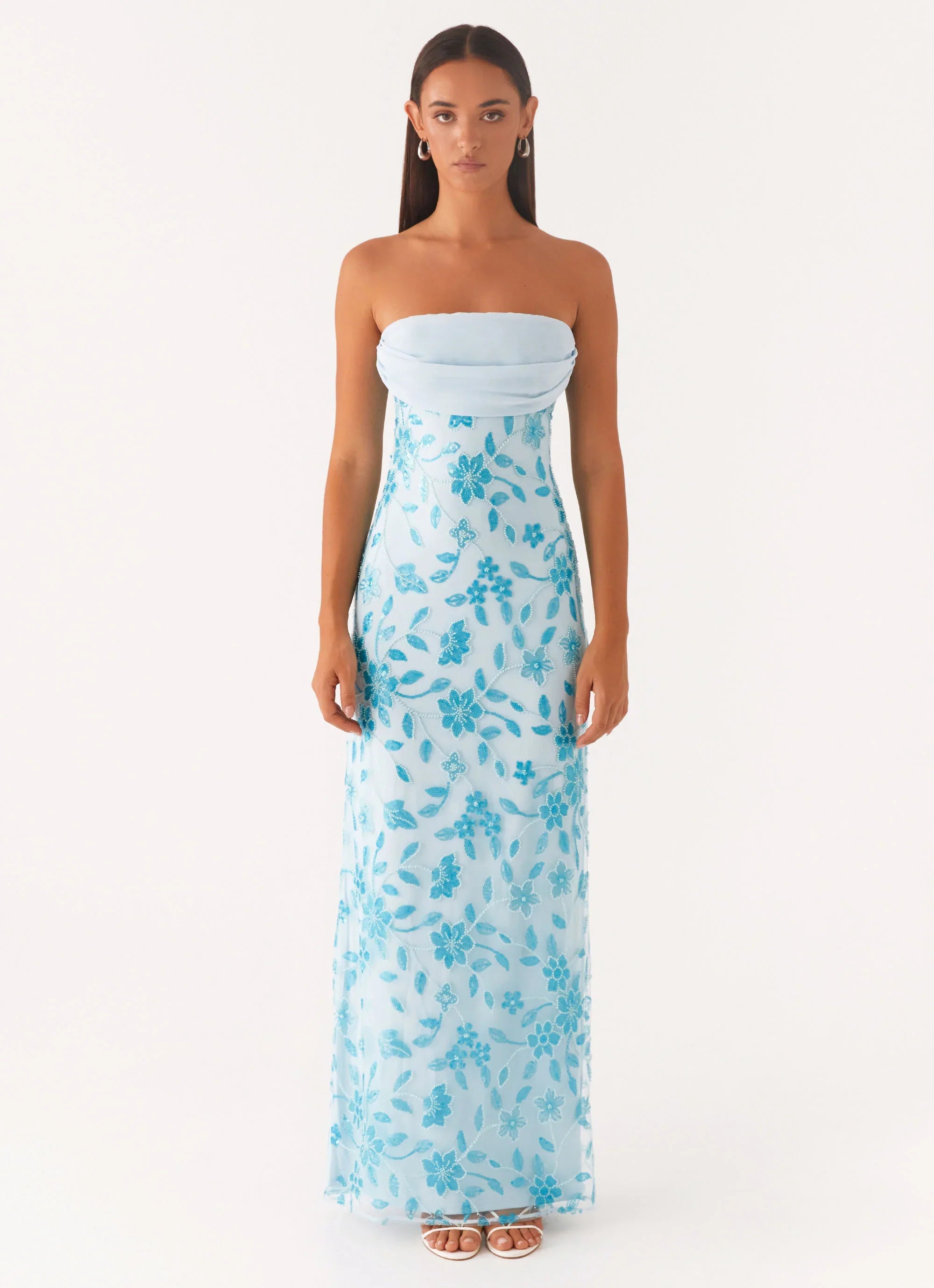 Prism Beaded Maxi Dress Blue