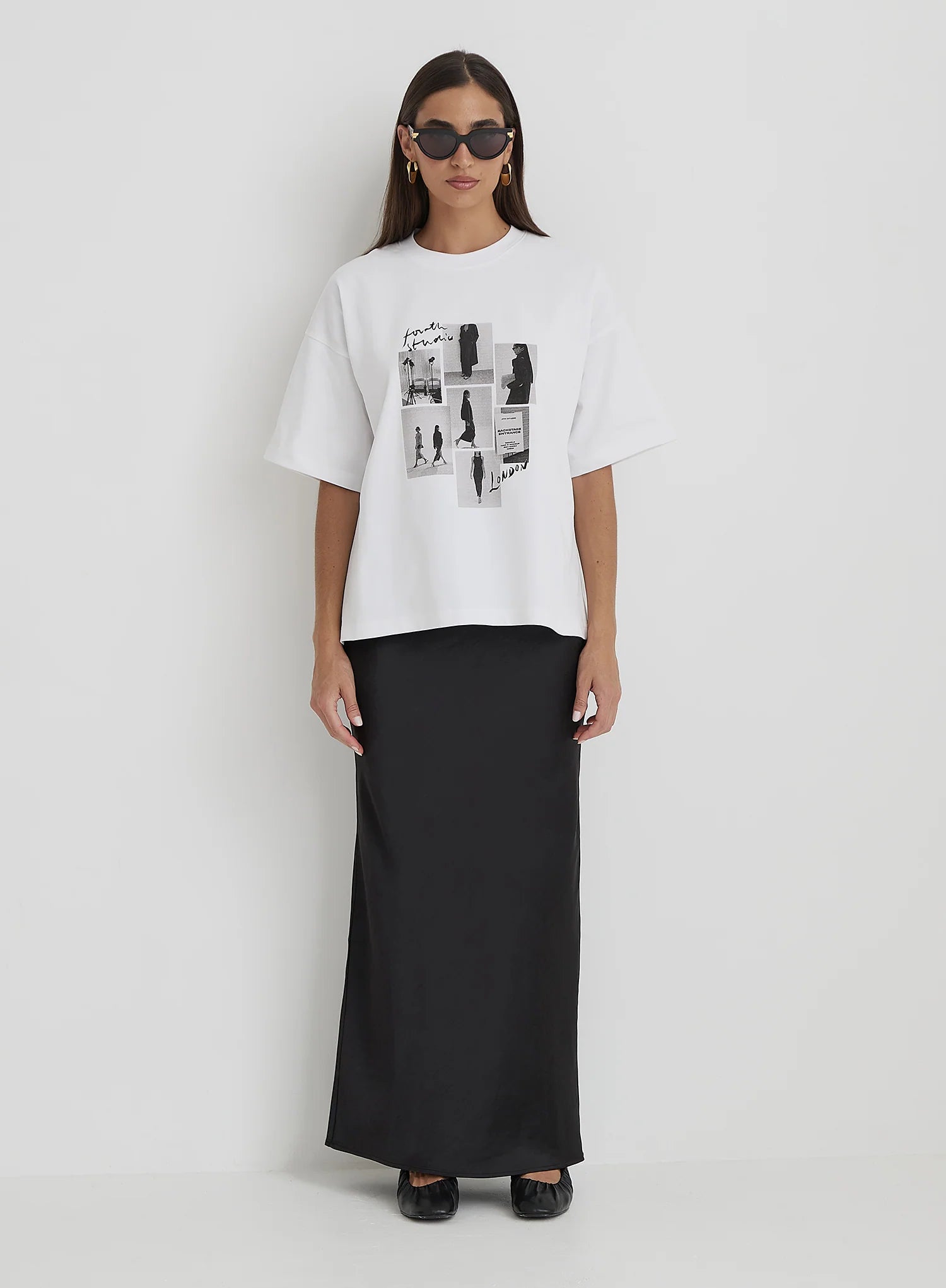 White Catwalk Polaroid Graphic T Shirt