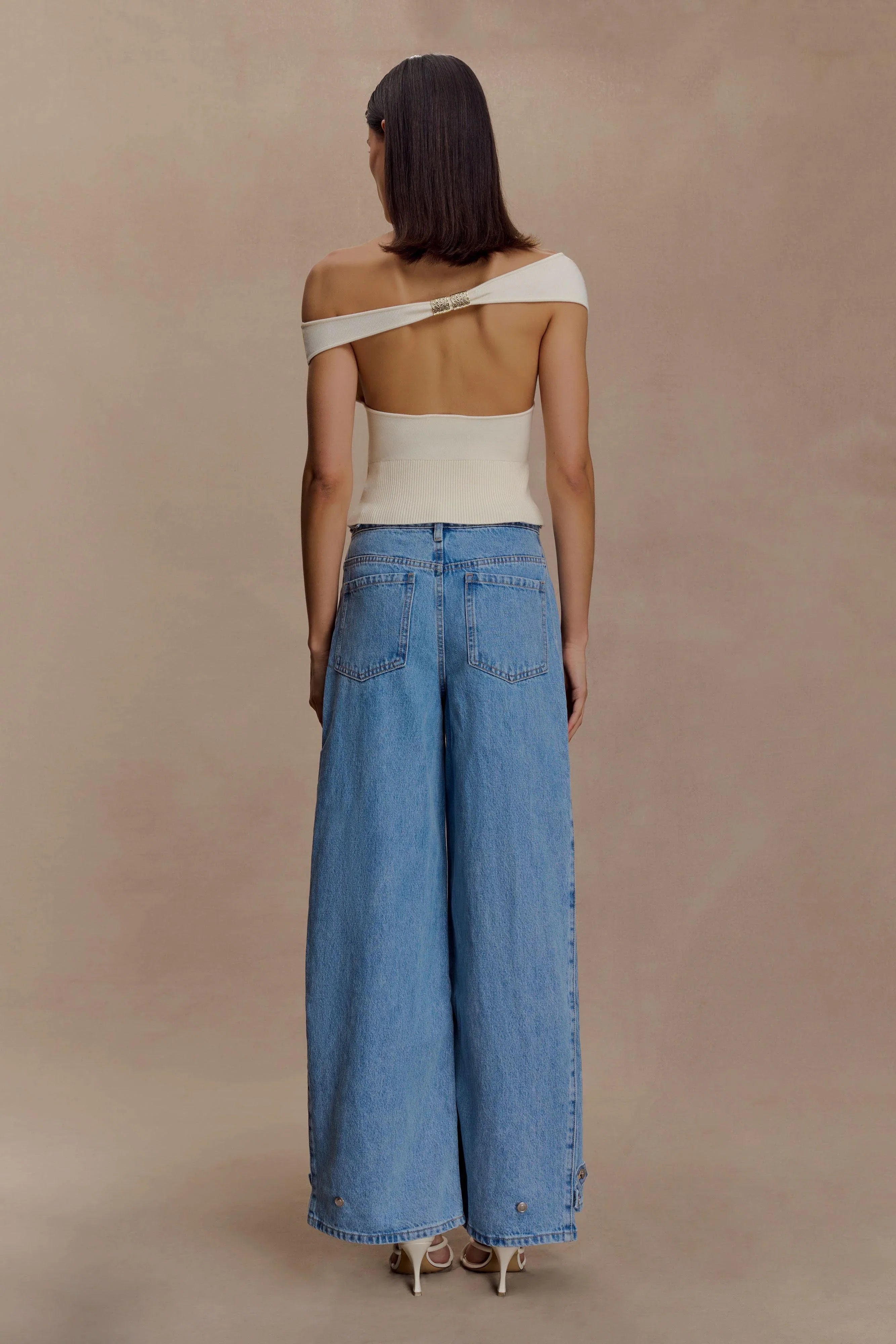 Carley Off Shoulder Knit Top Ivory