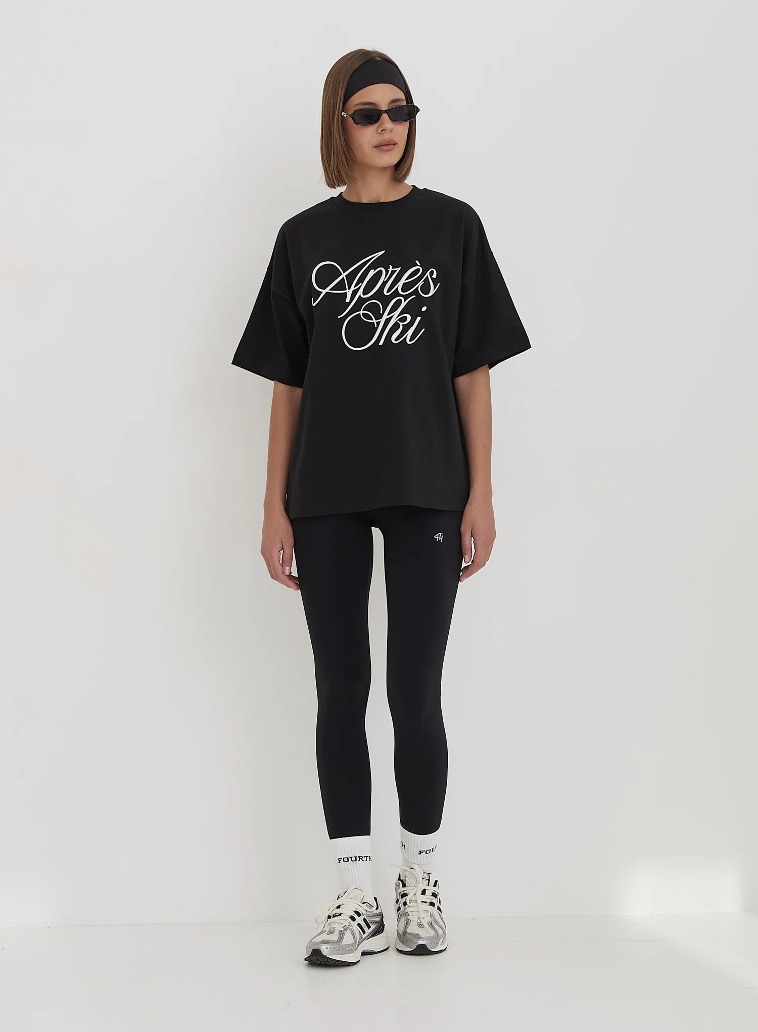 Black Embroidered Apres Ski Slogan T Shirt