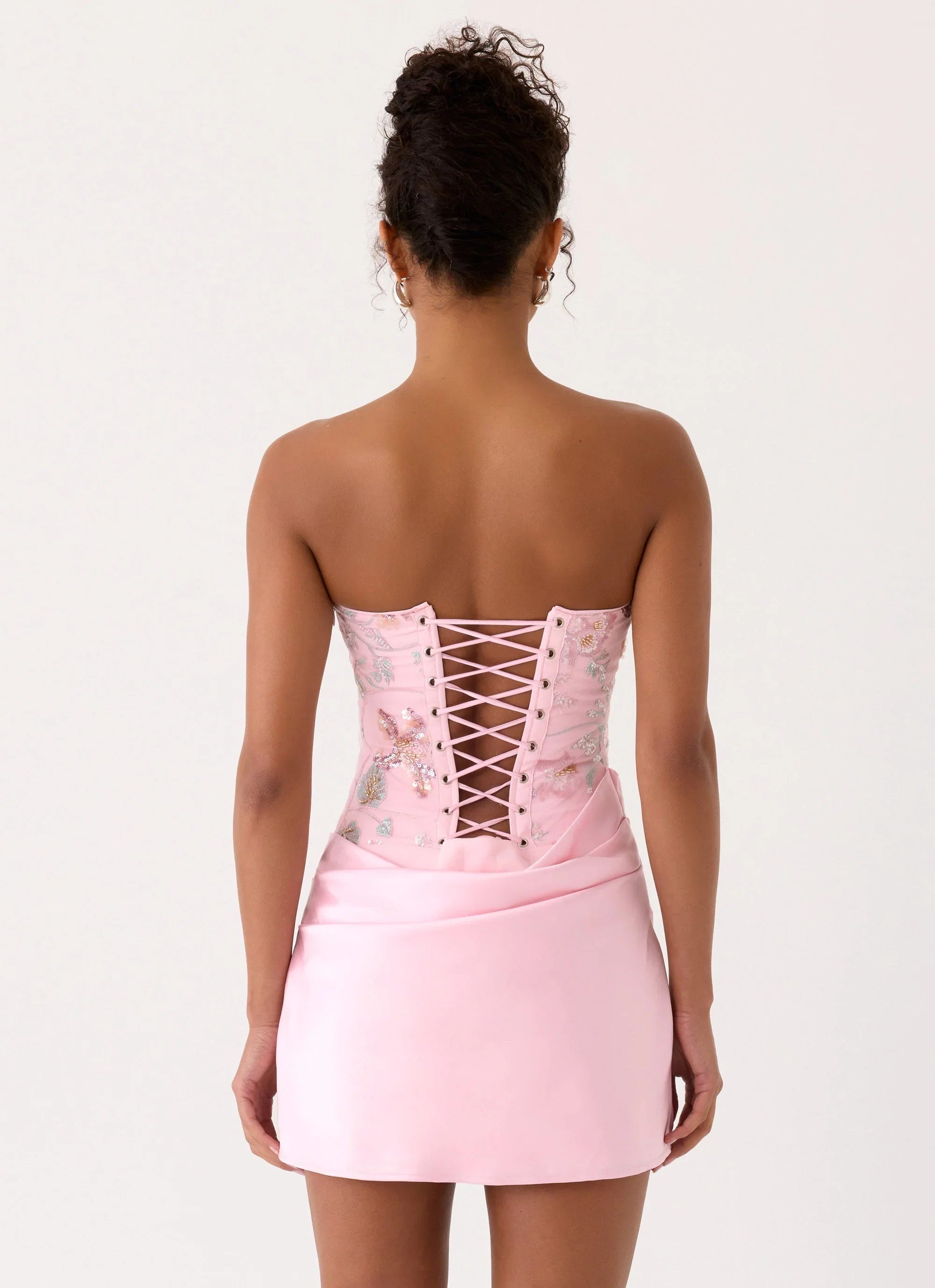 Angelique Beaded Mini Dress Pink Everbloom