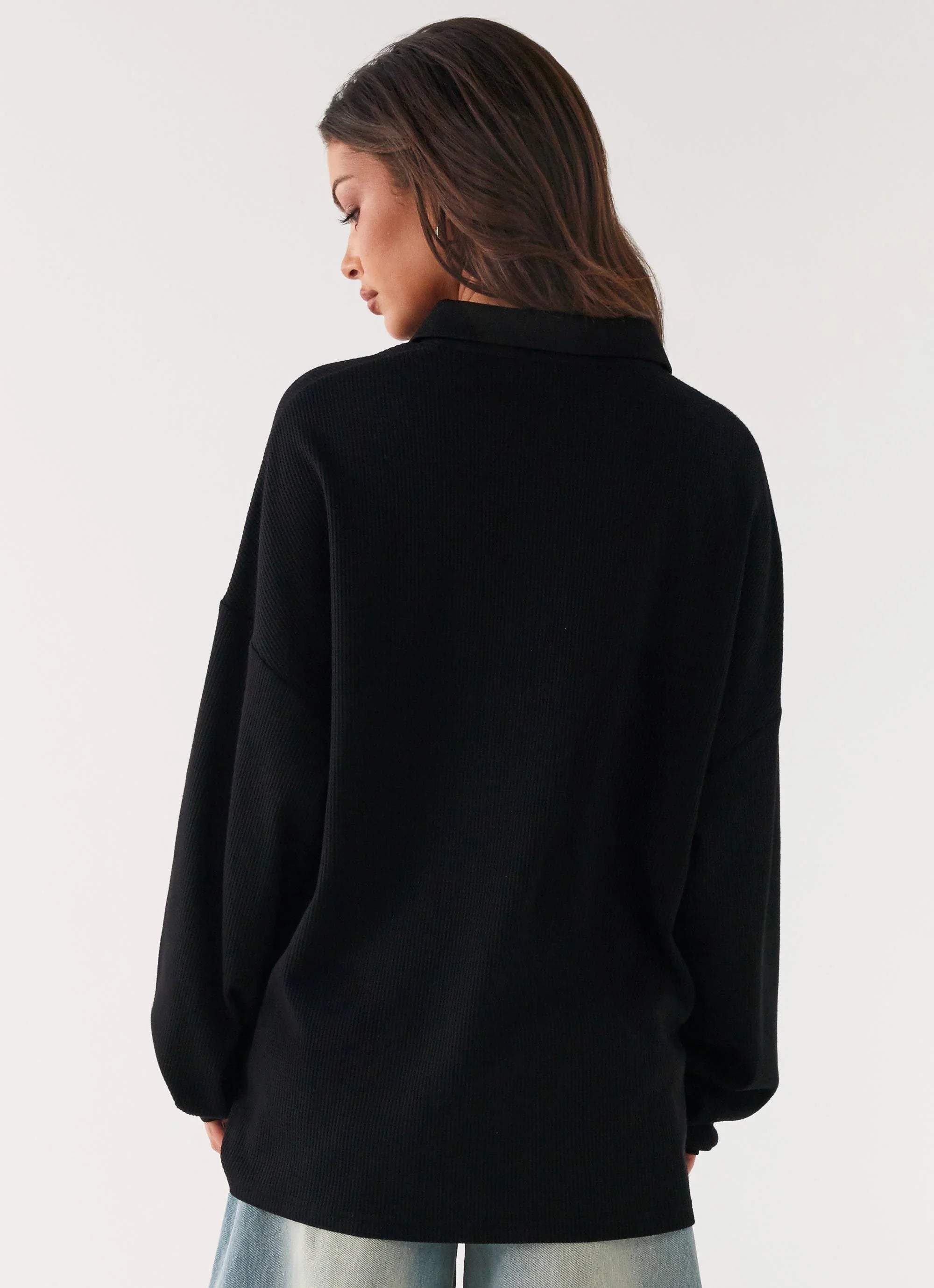 Torrie Oversized Polo Top Black
