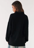 Torrie Oversized Polo Top Black
