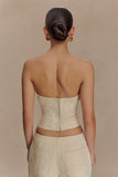 Ebony Embroidered Denim Corset Cream