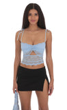 Lace Cutout Top in Blue