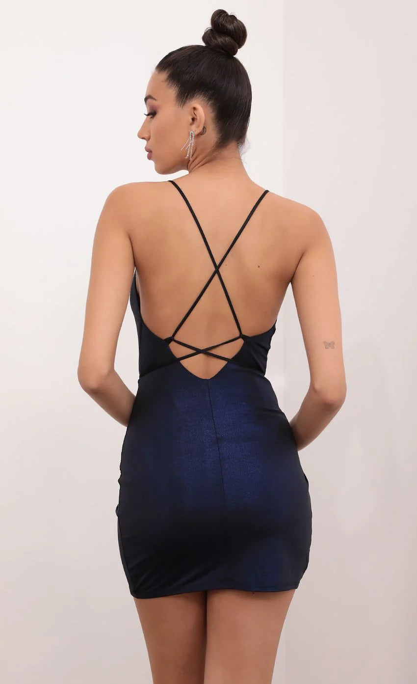 Sparkling Tulip Dress in Klein Blue