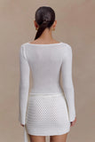 Elowen Knit Cowl Long Sleeve Top White