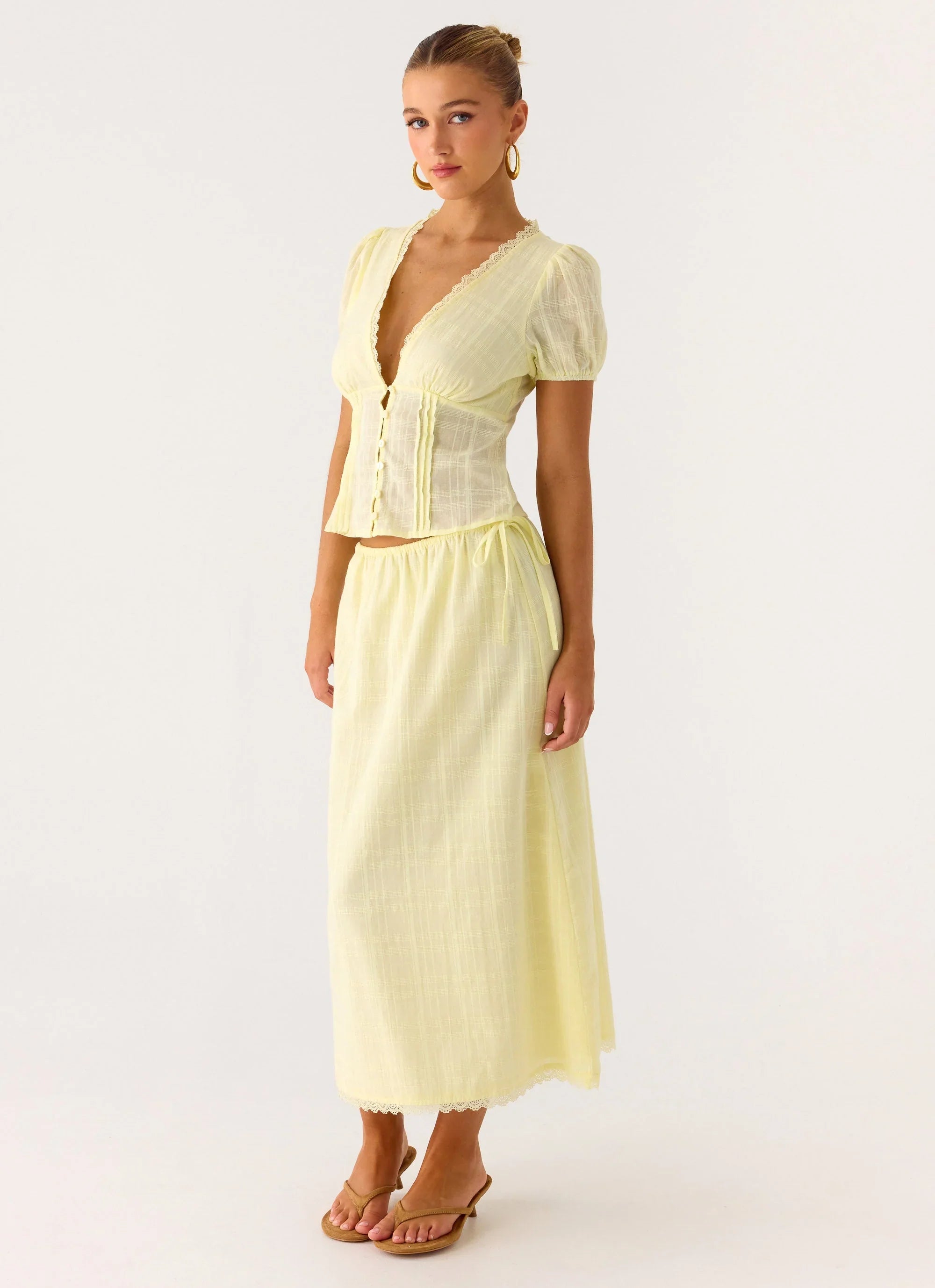 Sweet Lullaby Midi Skirt Lemon Yellow
