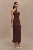Anastasia One Shoulder Modal Midi Dress Mahogany