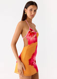 Yura Mini Dress Orange Floral Spritz