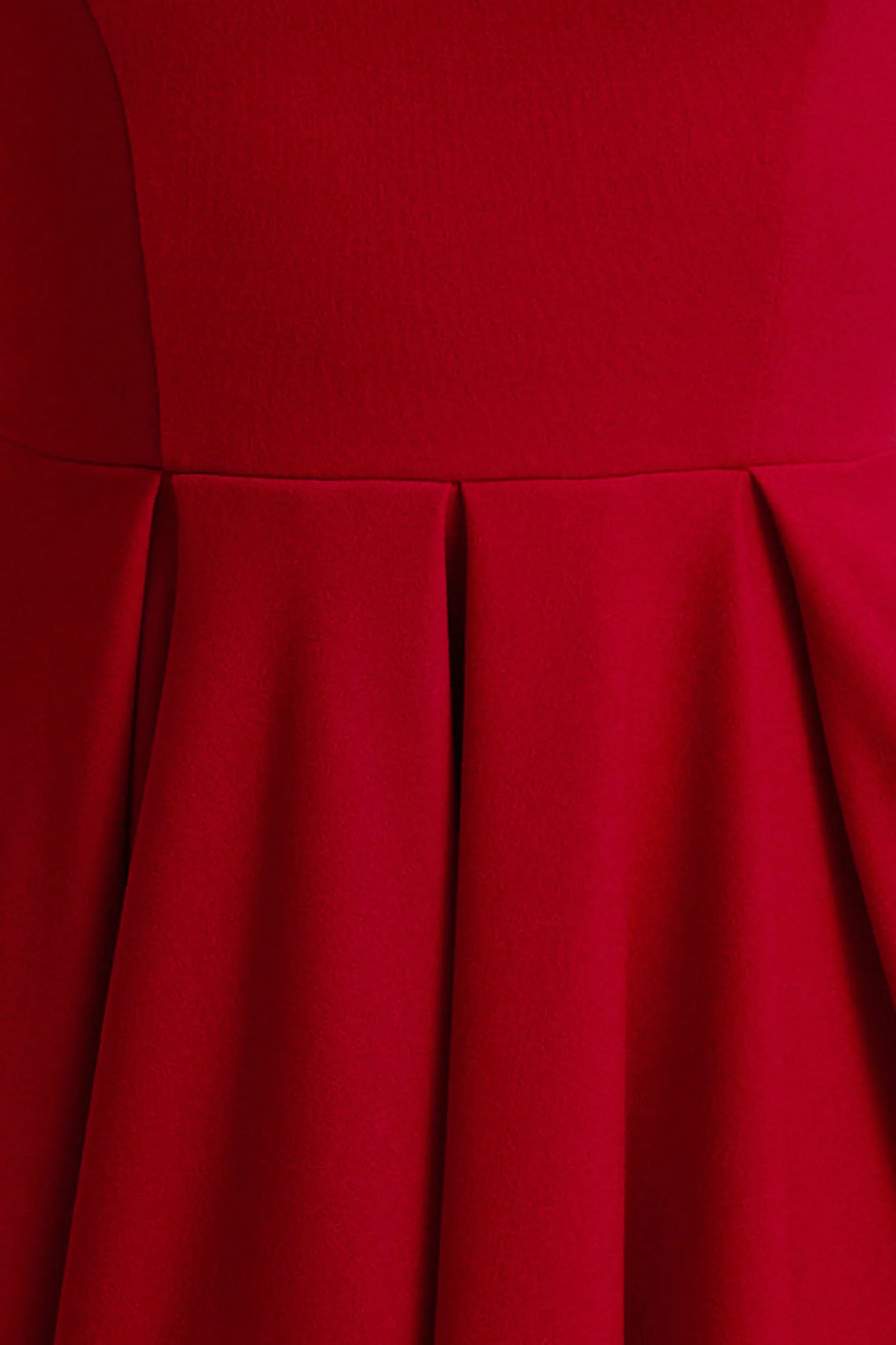 Parina Red Strappy Volume Hem Midi Dress