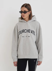Grey Courchevel Slogan Oversized Hoodie