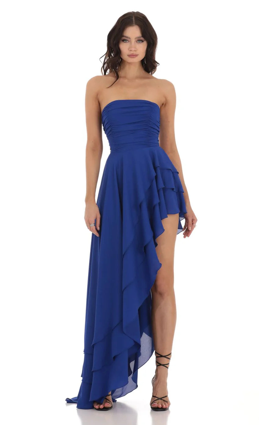 Asymmetrical Corset Dress in Blue
