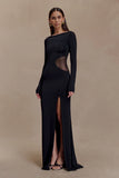 Megan Slinky And Mesh Maxi Dress Black