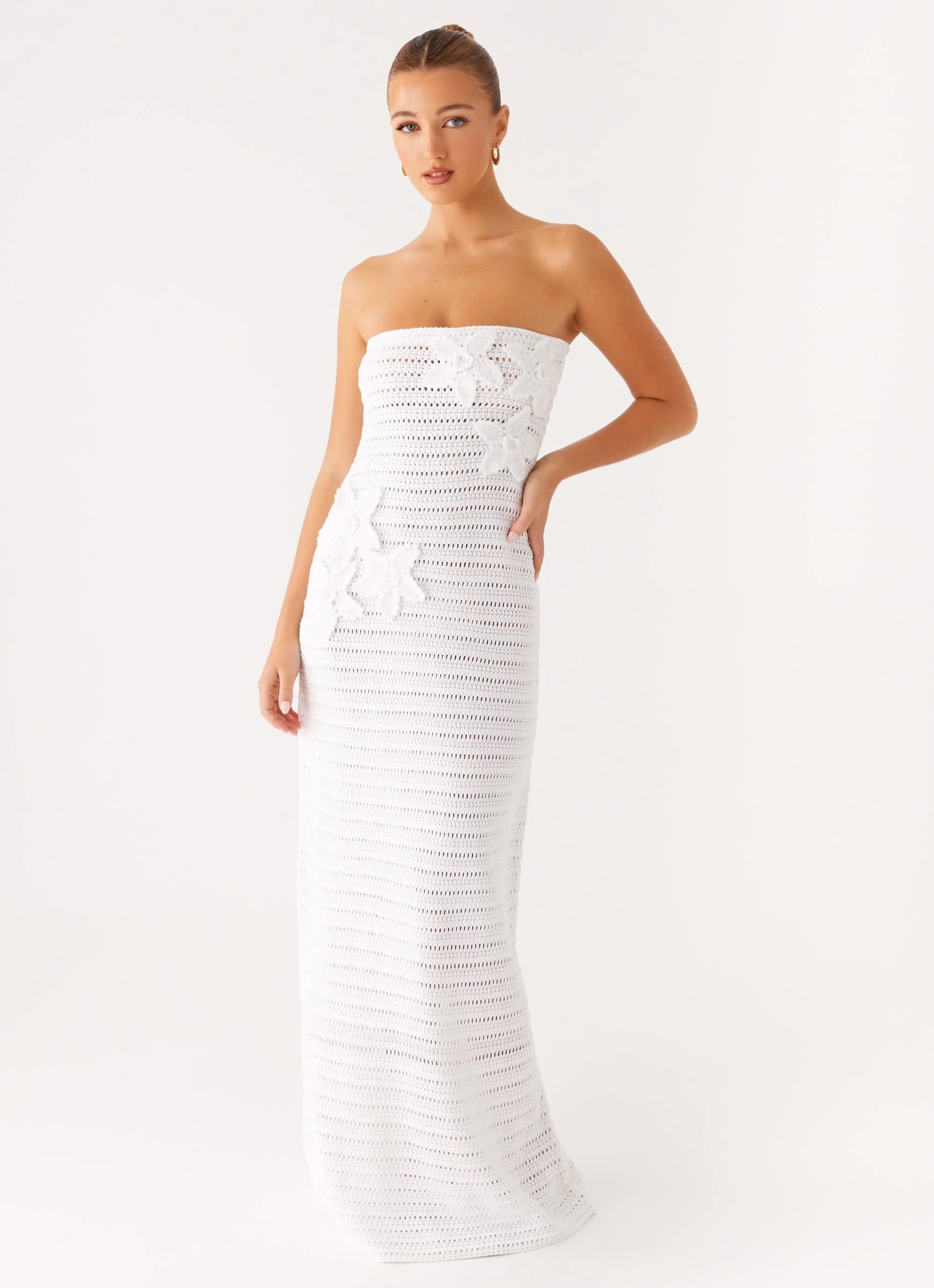 Diaz Crochet Maxi Dress White