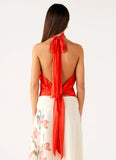 Willow Chiffon Top Coral