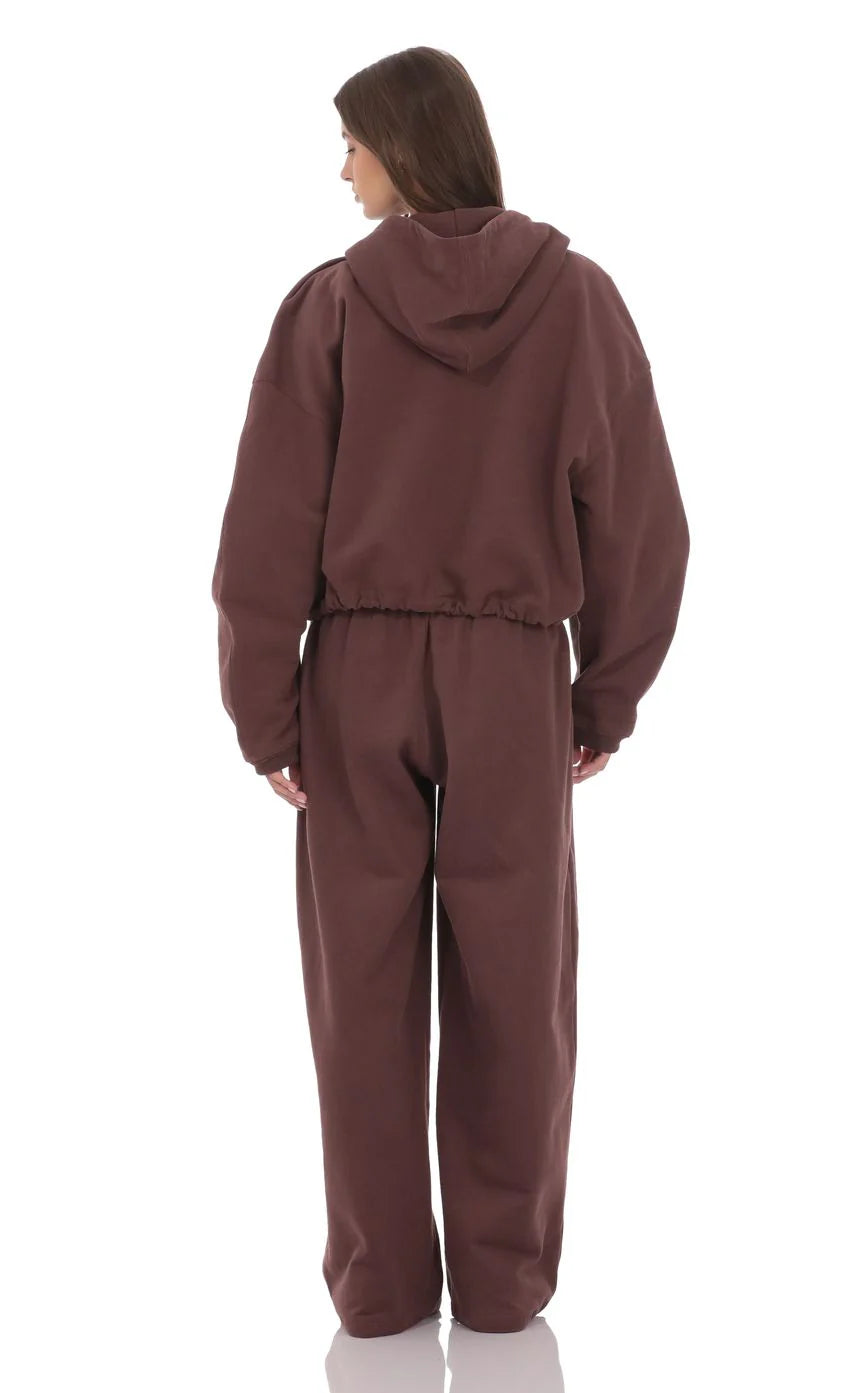 Darted Barrel Lucy Sweatpants in Brown
