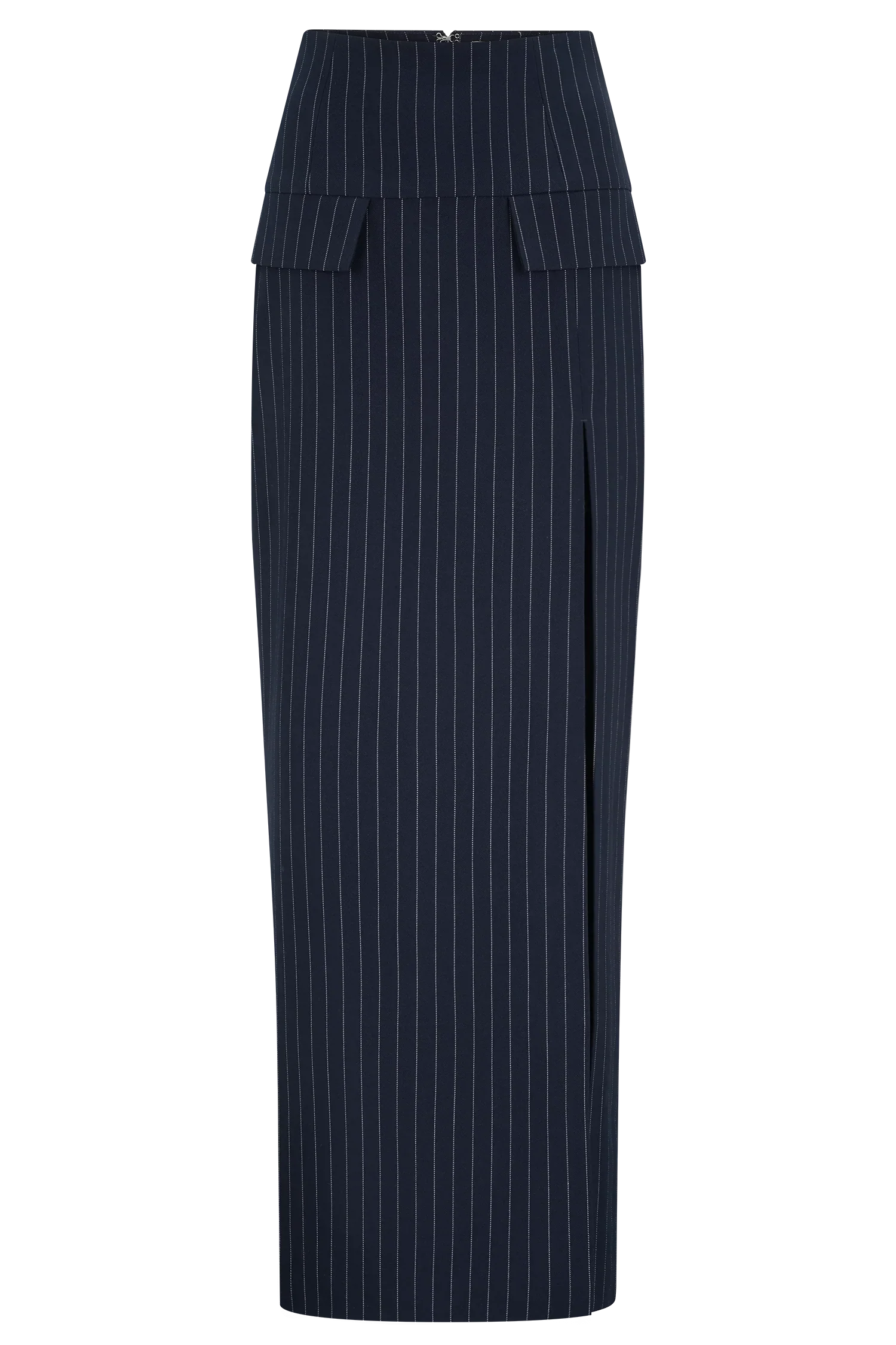 Cassie Column Maxi Skirt Navy Pinstripe