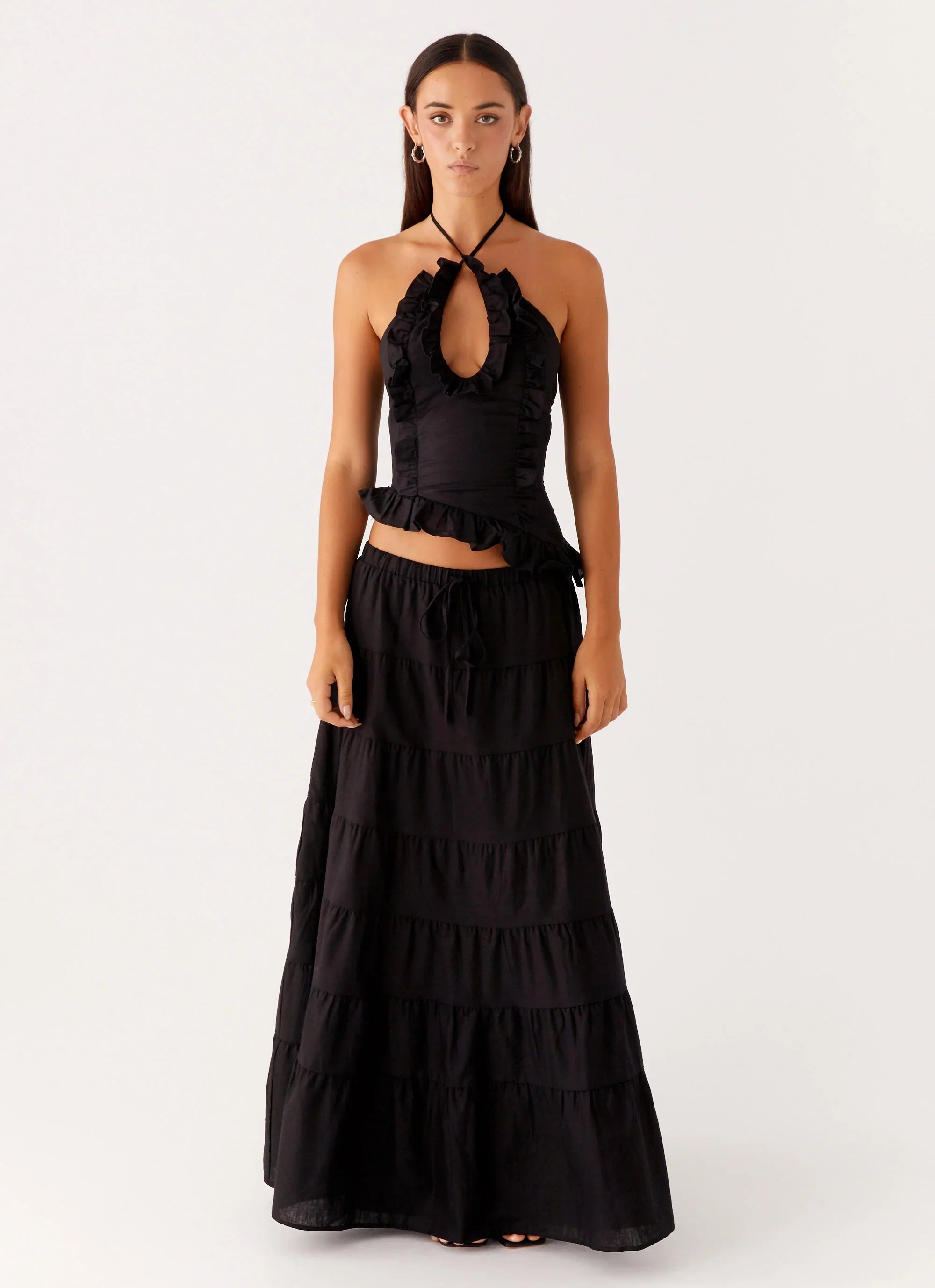 Mariella Linen Top Black