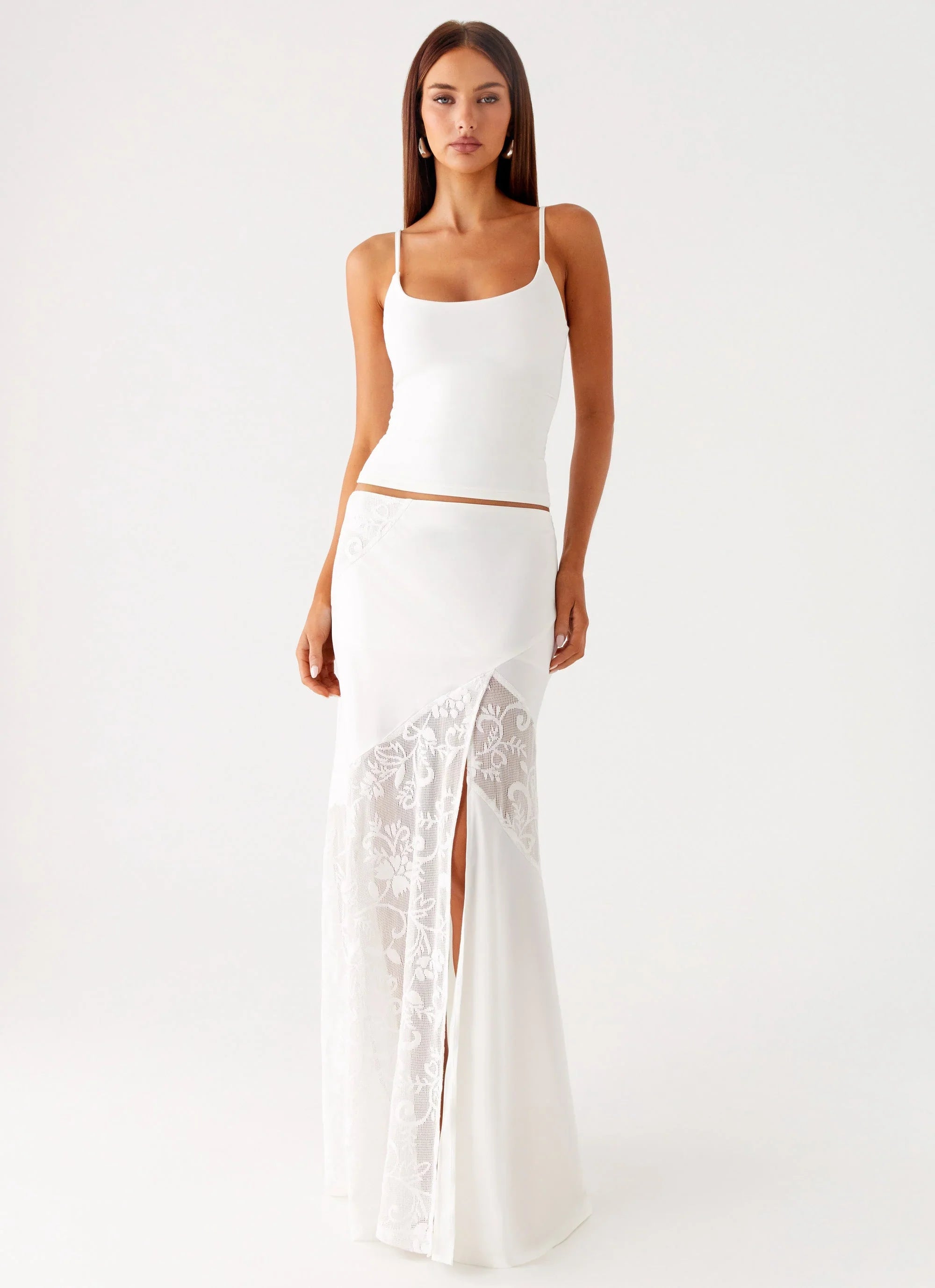Dasie Lace Maxi Skirt White