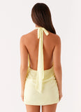 Eleanora Plunge Mini Dress Yellow