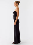 Metal Heart Strapless Maxi Dress Black
