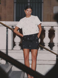 Black Embellished Knot Detail Mini Skirt