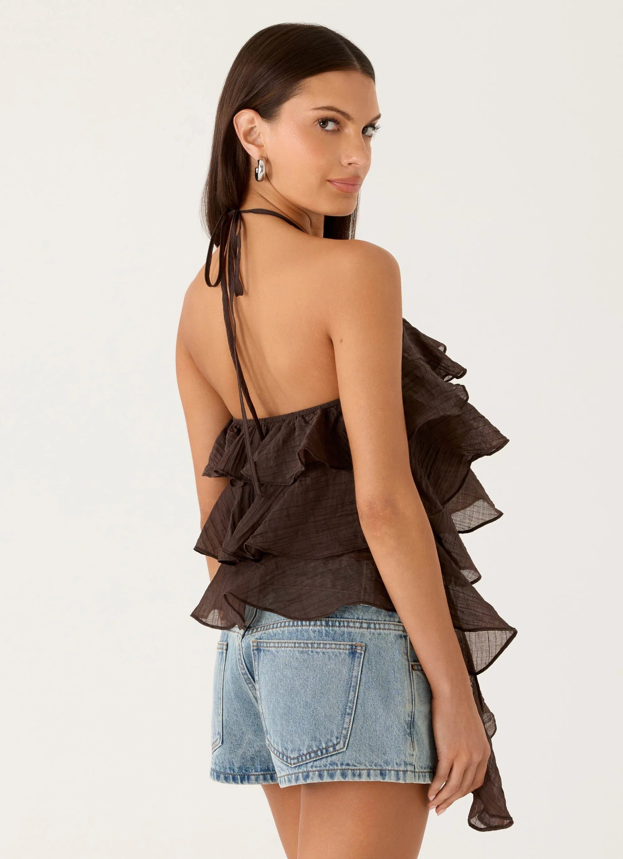 Inna Frill Halter Top Chocolate