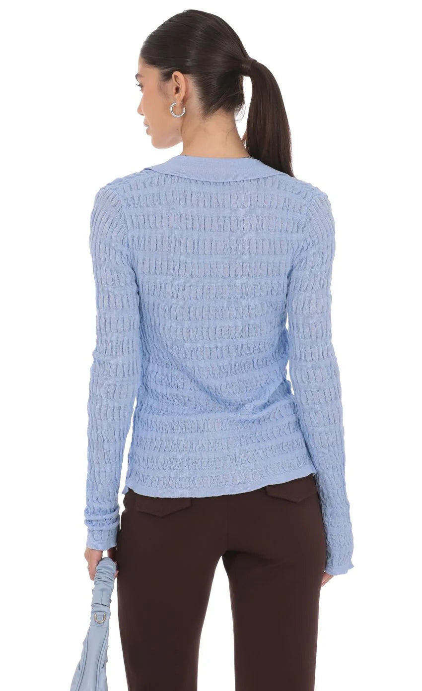 Textured Ribbed Top in Blue