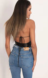 Satin Bow Tie Top in Black