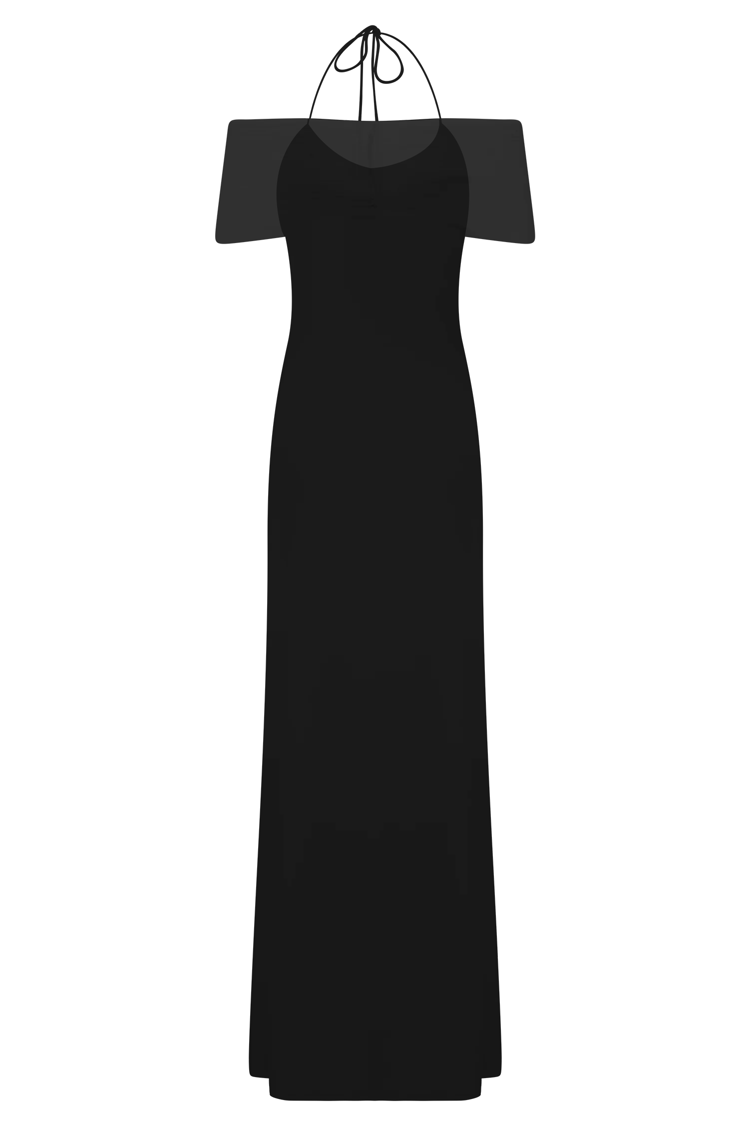 Bernadina Mesh And Slinky Halter Maxi Dress Black