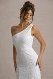 Gigou White Lace Asymmetric Maxi Dress