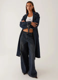 Yosemite Oversized Trench Coat Blue