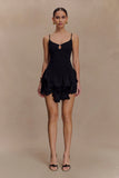 Calantha Ruffle Mesh Mini Dress Black