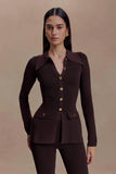 Suzie Ribbed Long Sleeve Longline Top Chocolate