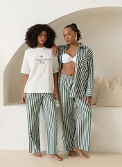 Green Stripe Oversized Shirt
