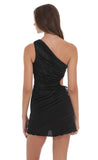 Pleated One Shoulder Dress in Black