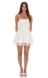 Strapless Mini Dress with Lace trim Hem