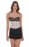 Lace Bust Polka Dot Top in White
