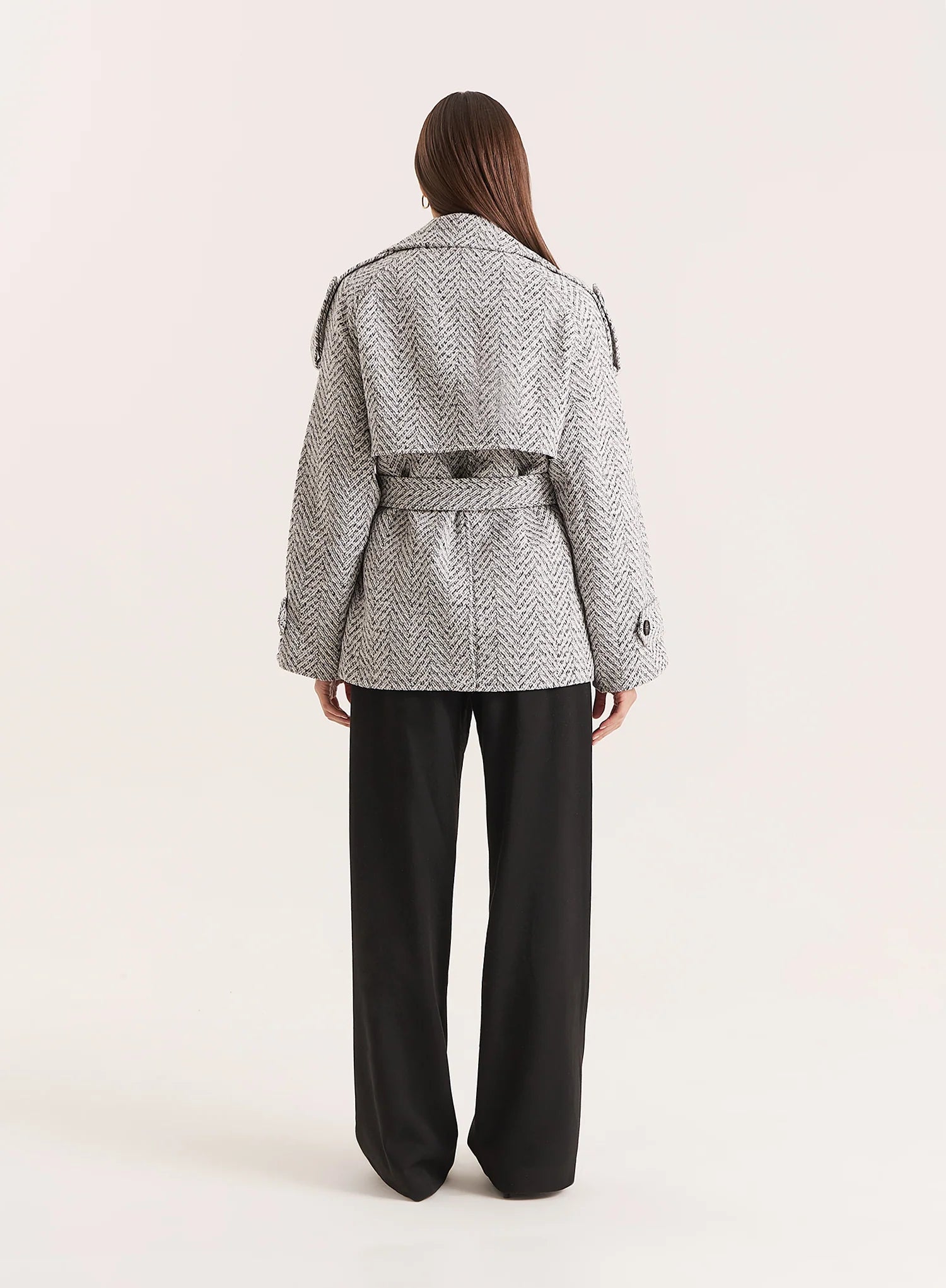 Light Grey Marl Belted Trench Coat