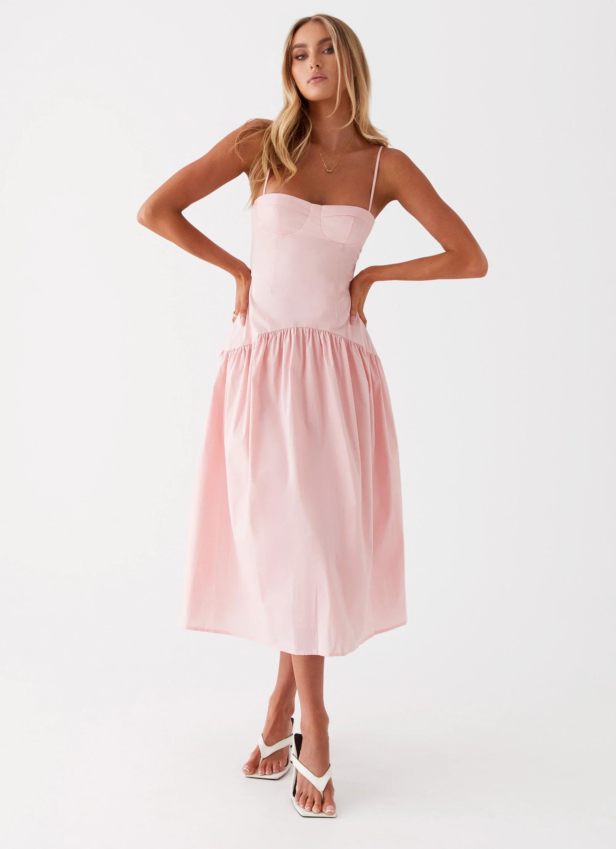 Yvette Corset Midi Dress Pink