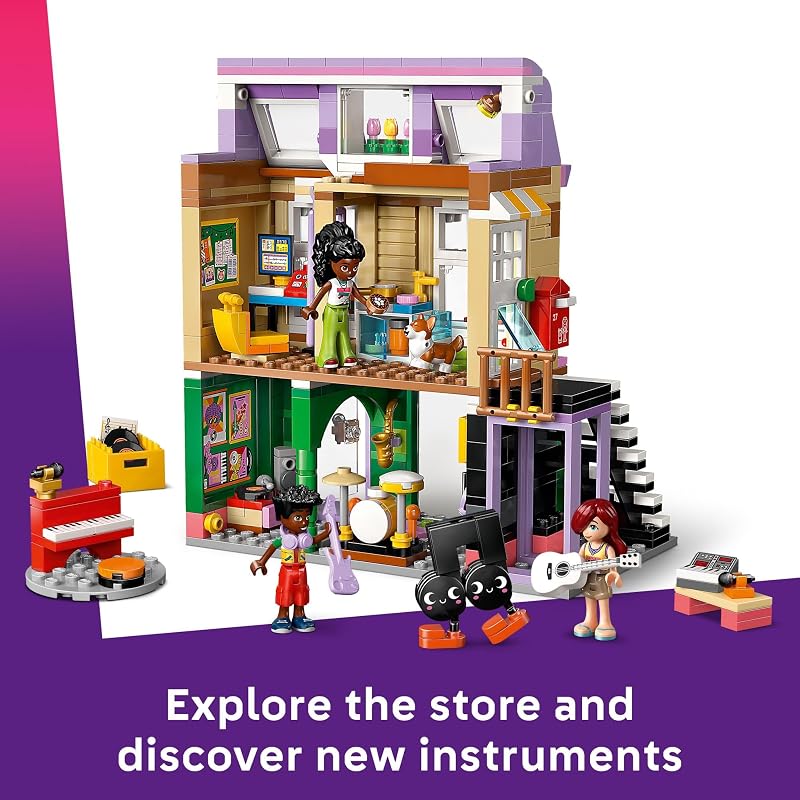 LEGO Friends Music Store Apartment Building Set Interactive Storytelling Playset for Girls Boys Ages 7 Includes Marimba the Corgi Toy Gift Idea for Birthdays and Music Lovers 42653