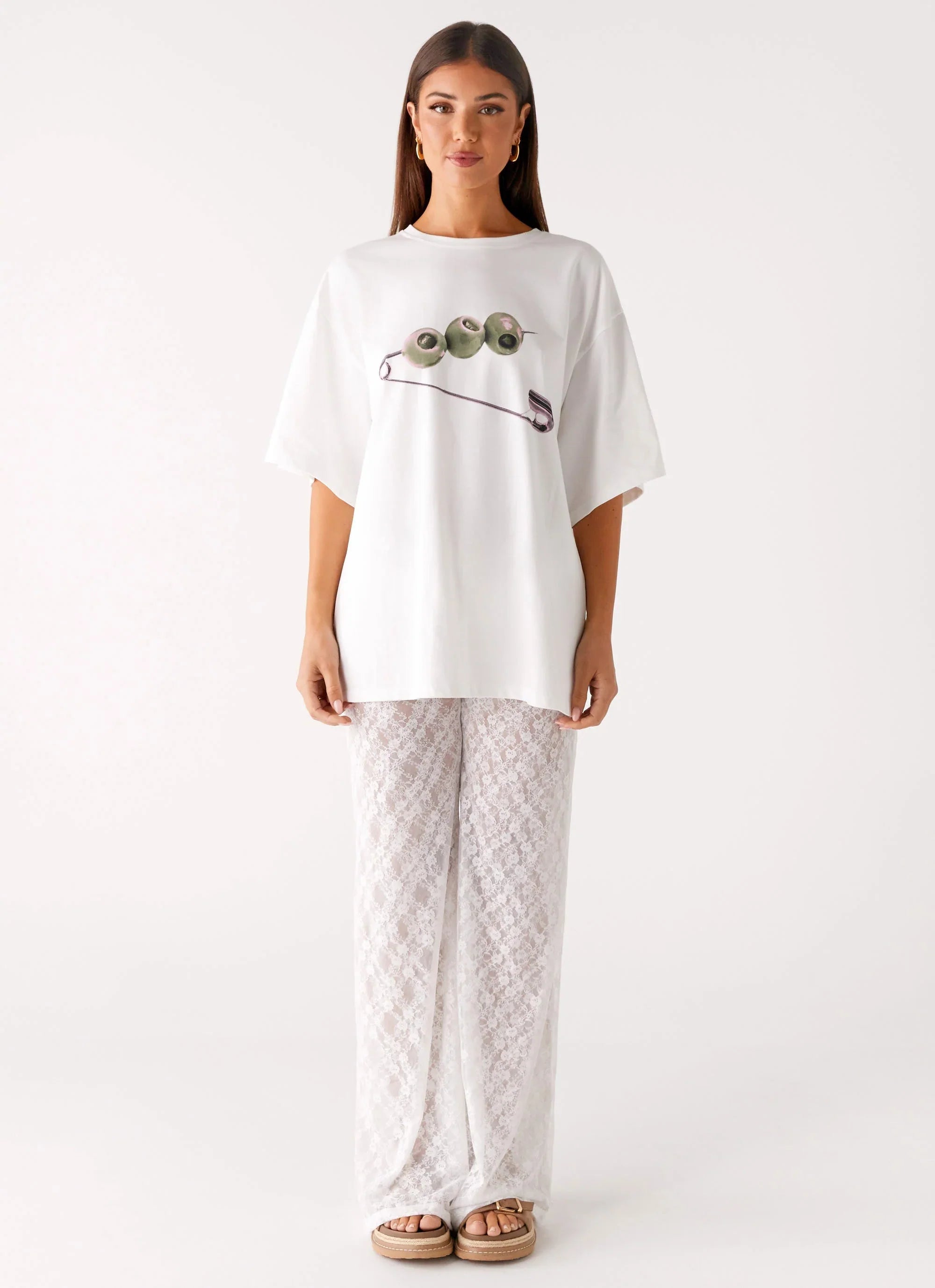 Matcha Lace Pants White
