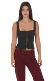 Ruched Button Top in Black